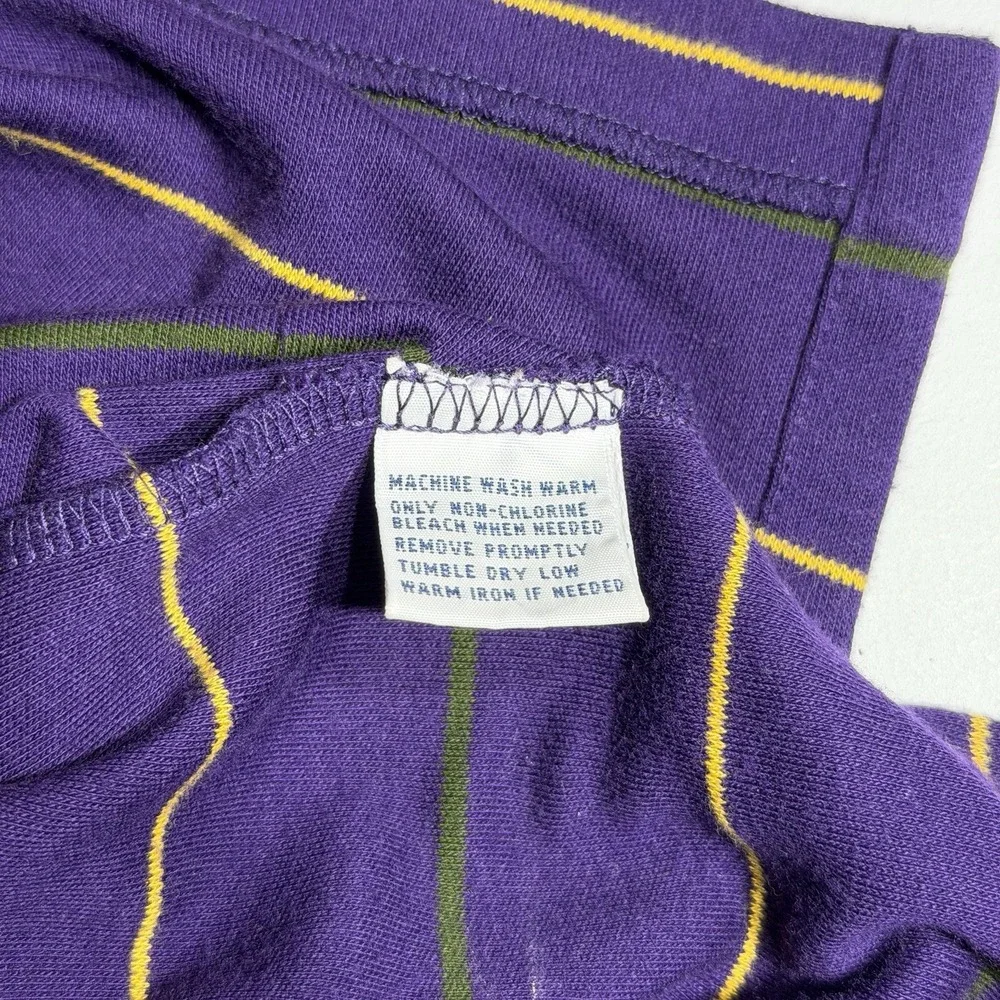 VTG Ralph Lauren Polo Shirt Purple with Gold & Green Stripes Mardi Gras NOLA